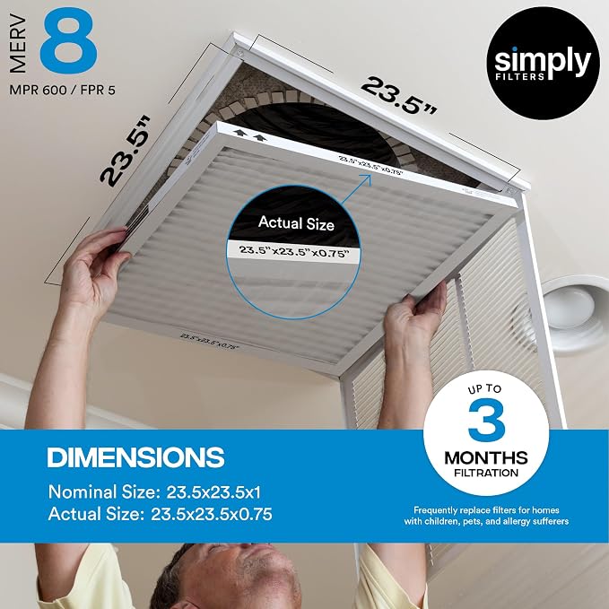 Simply 23.5x23.5x1 Air Filter, Merv 8, 6 Pack, - Image 3