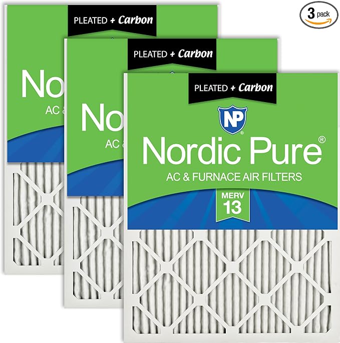 Nordic Pure 14x20x1 Pleated Air Filters MERV 13 Plus Carbon 3 Pack by NordicPure