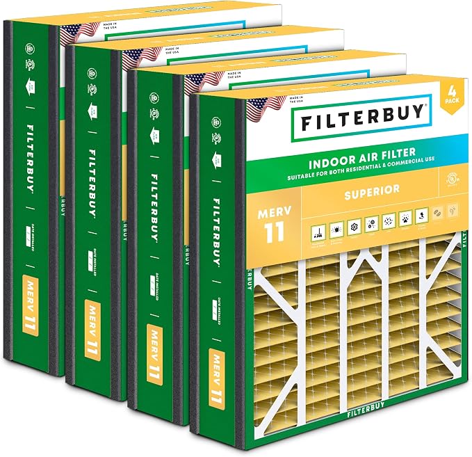 Filterbuy 20x25x5 Air Filter MERV 11 Superior Pet & Allergy Defense, Pleated by Filterbuy