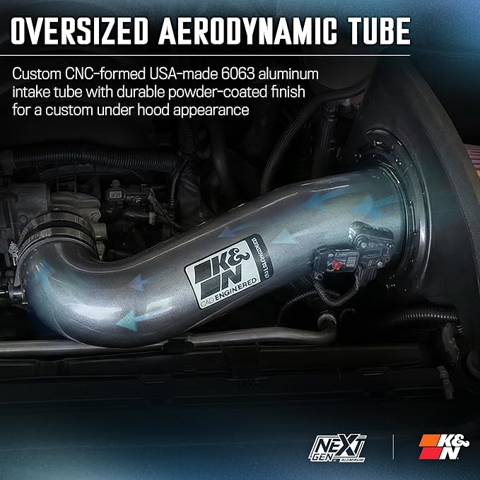 K&N NextGen Aluminum Cold Air Intake System: High-Flow Cotton Filter: Compatible - Image 7