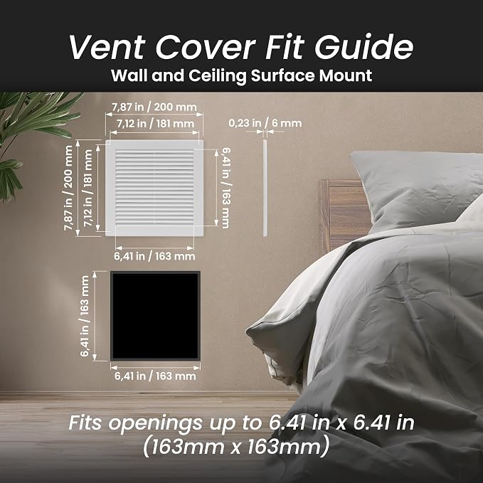 Repa Market 8 x 8 Inch White Square Air Vent Cover - Image 2