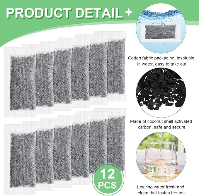 Lounsweer 12 Packs Replacement Activated Charcoal Distiller Filters Coconut - Image 3