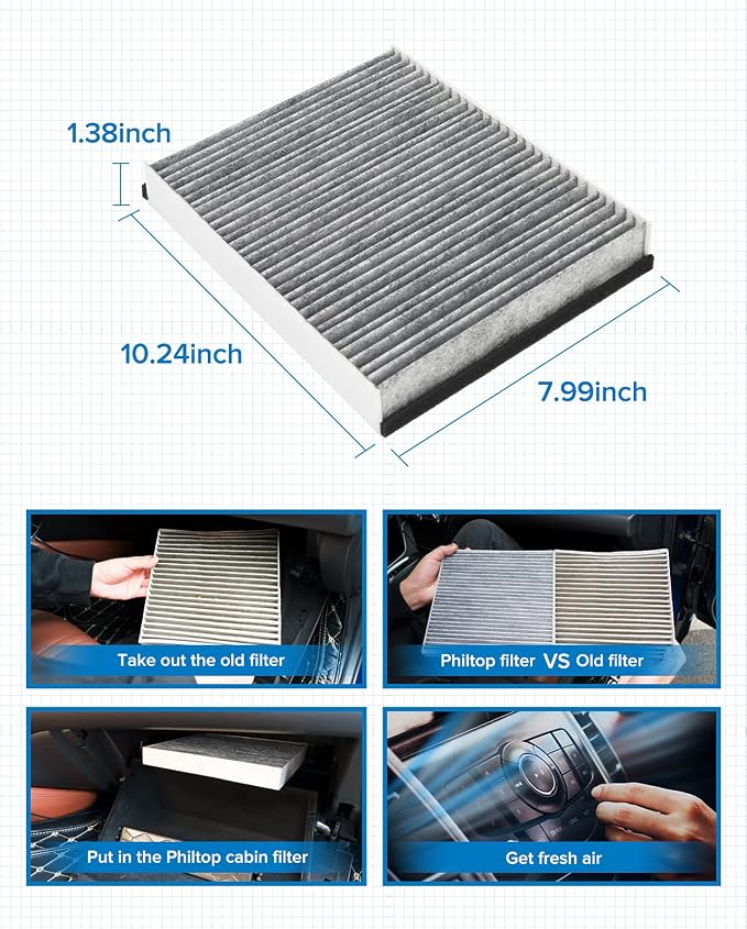 PHILTOP HEPA Cabin Air Filter w/Activated Carbon, Compatible - Image 7