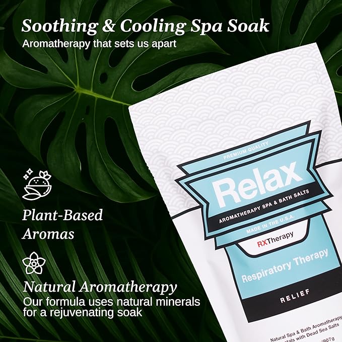 Relax Spa & Bath, Epsom & Dead Sea Salts, Aromatherapy Bath Salts for Hot Tub, Bath, or Spa, Infused with Magnesium, Respiratory Therapy