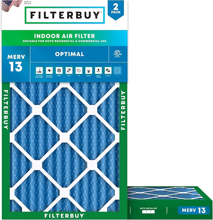 Filterbuy 12x24x2 Air Filter MERV 13 Optimal Smoke & Allergy Defense, by Filterbuy