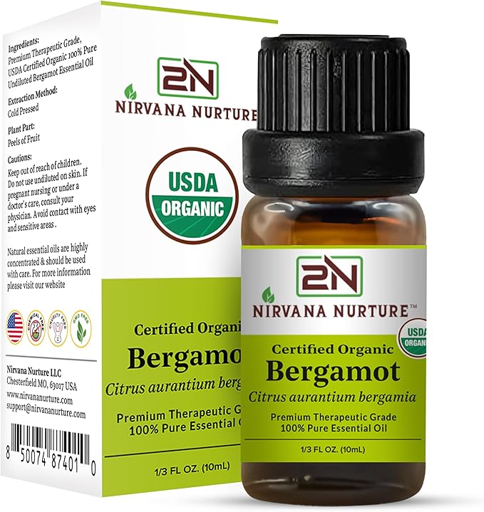 Bergamot Essential Oil USDA Certified Organic, 100% Pure Natural Premium Grade, Undiluted