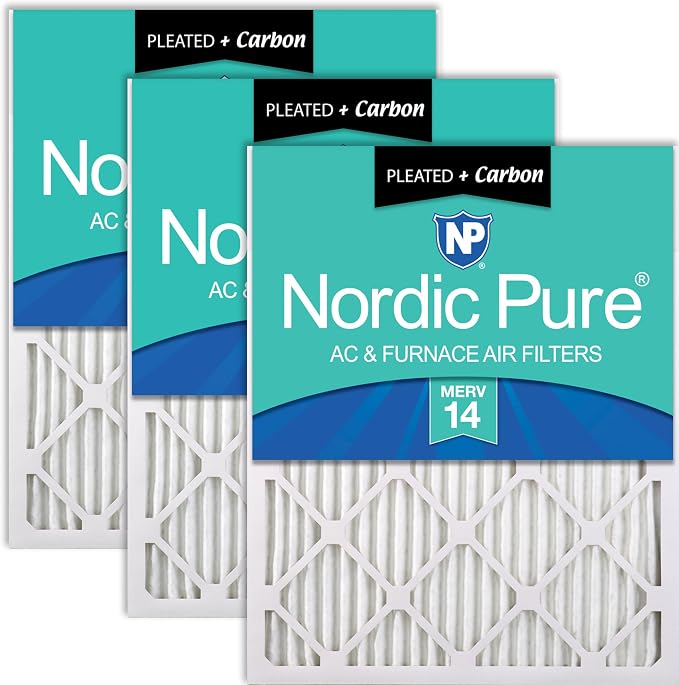 Nordic Pure 14x30x1 Pleated Air Filters MERV 14 Plus Carbon 3 Pack by NordicPure