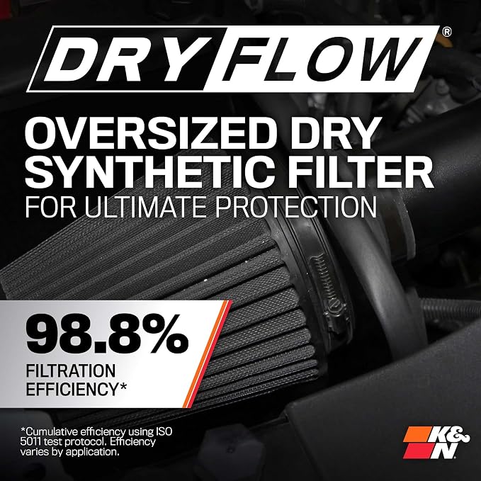 K&N Cold Air Intake System: Dry-Flow Air Filter, Increase Performance & Towing: - Image 4