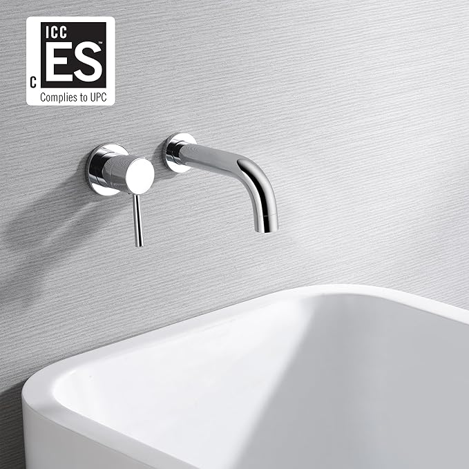 SUMERAIN Wall Mount Tub Faucet Chrome Bathtub Faucet Set with Left-Handed Handle and Rough in Valve
