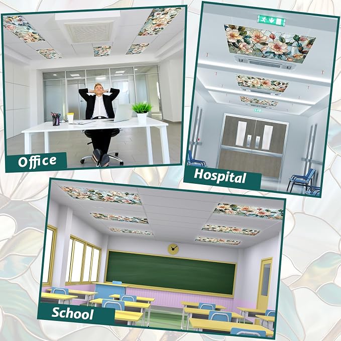8 Pcs Fluorescent Light Covers for Classroom Ceiling Light 4 x 2 Feet Magnetic - Image 5