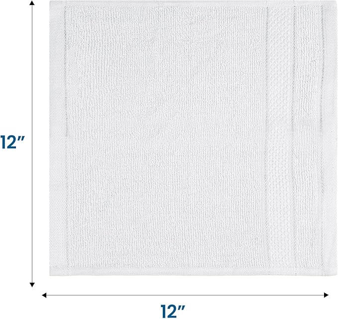 Casa Lino Face Towels & Body Wash Cloths for Showering - 100% Cotton Wash Cloths for Bathroom - Highly Absorbent & Quick Drying Washcloth Set - Cotton Washcloths 24 Pack (12" x 12") - (White)