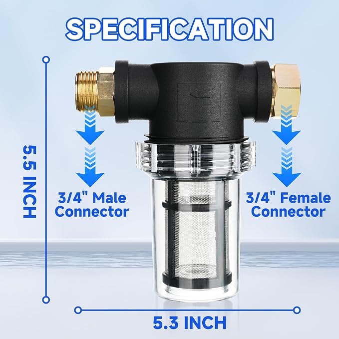 M MINGLE Garden Hose Filter for Pressure Washer Inlet, Inline Sediment Water - Image 3