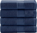 Comfort Spaces Turkish Bath Towel Set of 4 Piece 27x54 Medium 100% Cotton Towels Highly Absorbent Soft Quick Dry Shower for Bathroom Spa Navy Blue
