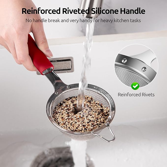 U-Taste Small Fine Mesh Strainer: 18/8 Stainless Steel 3.35in 30 Mesh Kitchen - Image 4