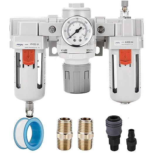 NANPU 1/2" NPT Air Filter, Regulator & Lubricator Combo by NANPU