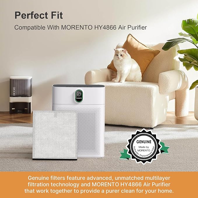 MORENTO 2 Pack HY4866 Genuine Air Purifier Replacement Filter - Image 4