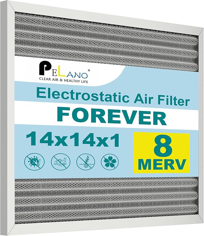 14x14x1 Reusable Air Filter, Electrostatic HVAC Air Filter, Lasts a Lifetime by Pelano