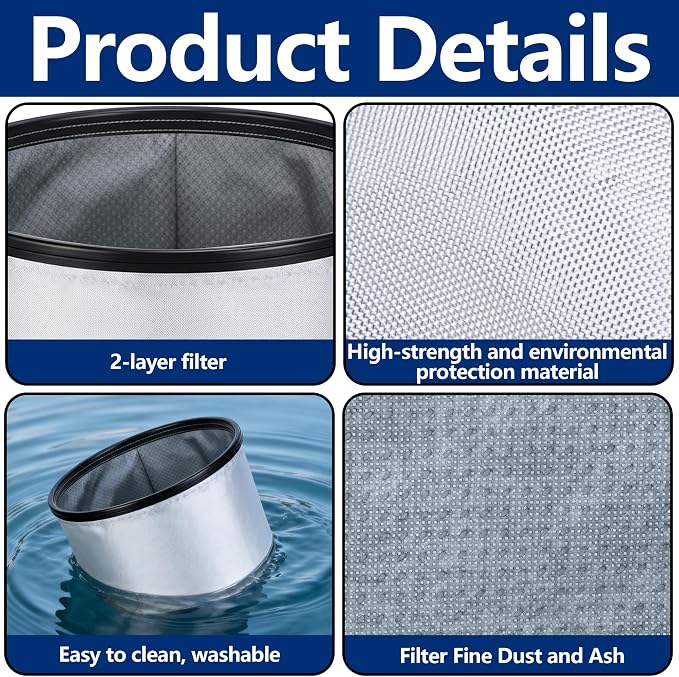 Tlswshsy 2 Pack 11.8'' x 11.8'' x 7'' Double Layer Ash Vacuum Filter, PAAC301 - Image 3