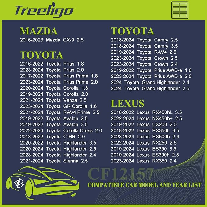 Treeligo 2 PACK CF12157 Cabin Air Filter Compatible - Image 2