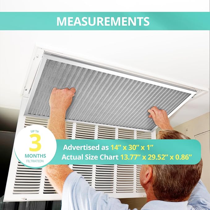 14x30x1 Electrostatic Air Filter, Washable & Reusable Aluminum AC/HVAC Furnace - Image 2