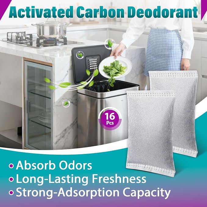 16 Pcs Activated Charcoal Odor Absorbing Filter Refills, Compatible - Image 2