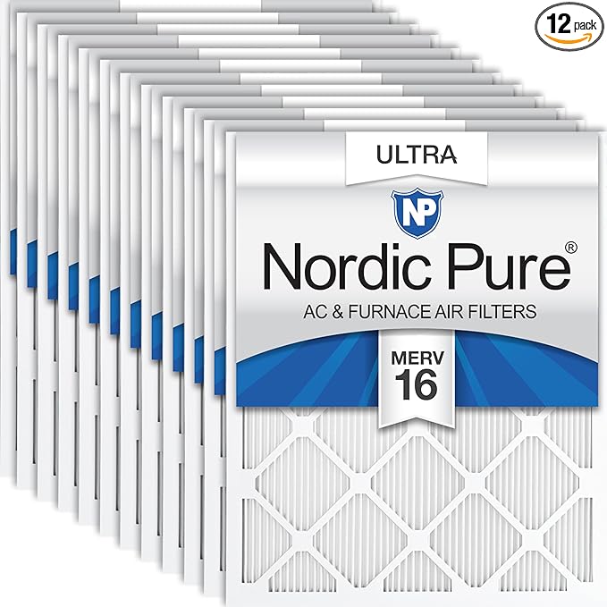 Nordic Pure 16x20x1 Pleated Ultra MERV 16 AC Furnace Air Filters–With 2.5X More by NordicPure