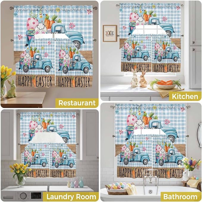 Swag Valance Curtains, Easter Truck - Image 7