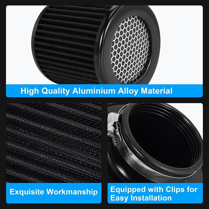 Cold Air Intake Filter High Performance Washable Filter Clamp-On Replacement - Image 5