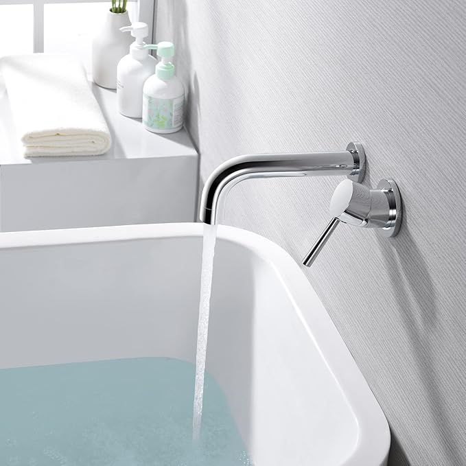 SUMERAIN Wall Mounted Bathtub Faucet, Single Handle Tub Faucet Set Including Rough-in Valve, Chrome