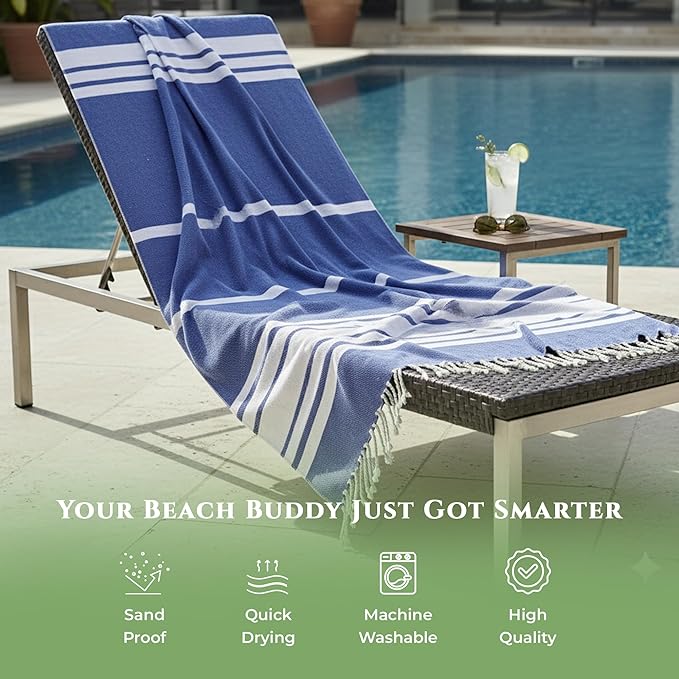 Turkish Cotton Beach Towel Pack of 4 & 1 Boho Tote Bag - Hammam Towels - No Shrink - Quick Dry - Lightweight - Sand Free - Camping - Pool - Beach Essentials - Blue,Gray,Purple, Coral (40"x70")