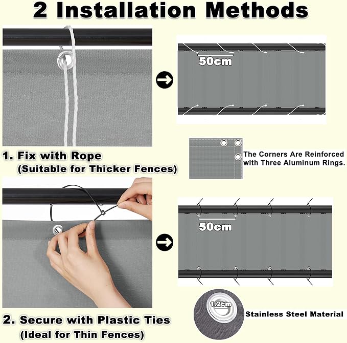Privacy Screen 1.6' x 23' UV-Resistant Visibility Reduction Privacy Screen - Image 6