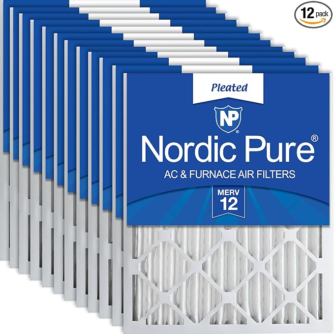 Nordic Pure 20x25x2 Pleated MERV 12 Air Filters 12 Pack by NordicPure