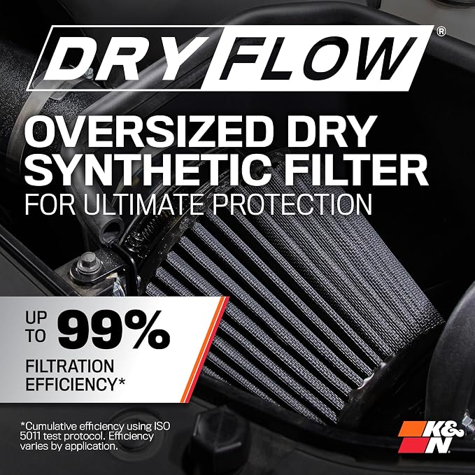 K&N Cold Air Intake System: Dry-Flow Air Filter, Increase Performance & - Image 4