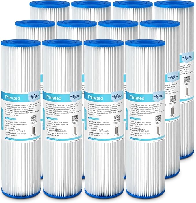 Membrane Solutions 20 Micron Pleated Polyester Sediment Water Filter 10"x2.5" by MembraneSolutions