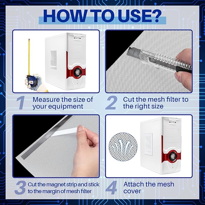 Woanger 1 Pcs 1000 x 300 mm DIY PC Case Dust Filter PC Fan Mesh Filter Air Vent - Image 4