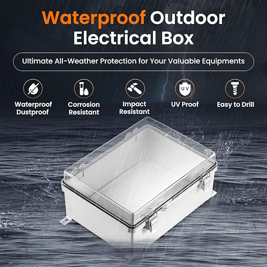 QILIPSU Outdoor WiFi Enclosure, 11.4"x7.5"x5.5" Waterproof Electrical Junction - Image 2
