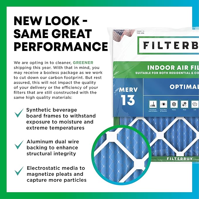 Filterbuy 20x20x5 Air Filter MERV 13 Optimal Smoke & Allergy Defense, - Image 3