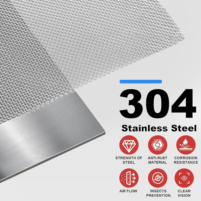 304 Stainless Steel Mesh, 47in x 10ft, 20 Mesh, Sturdy Metal Screen Roll - Image 2