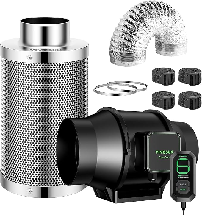 VIVOSUN Smart Air Filtration S6 Kit 6", AeroZesh S6 Inline Duct Fan by VIVOSUN