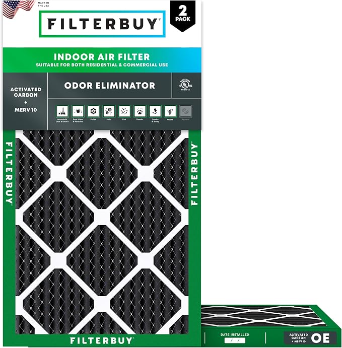 Filterbuy 14x25x1 Air Filter MERV 10 Odor & Allergy Defense by Filterbuy