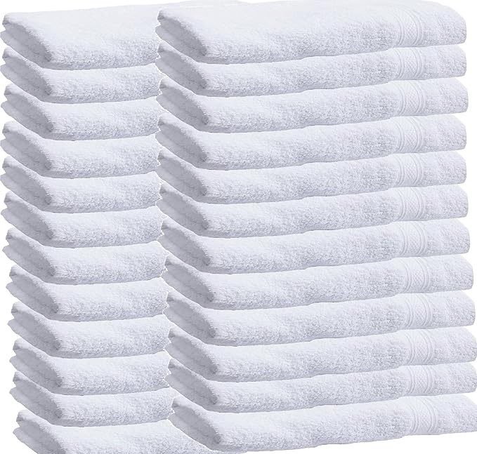 Towels N More Excellent Deals Wash Cloth (24 White) - 100% Cotton Washcloth 12x12 - Highly Absorbent All Purpose Cleaning washcloths - Machine Washable Facecloth Face Towels (24)
