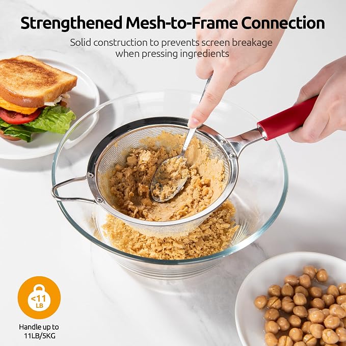 U-Taste Medium Fine Mesh Strainer: 18/8 Stainless Steel 4.73in 30 Mesh Kitchen - Image 7