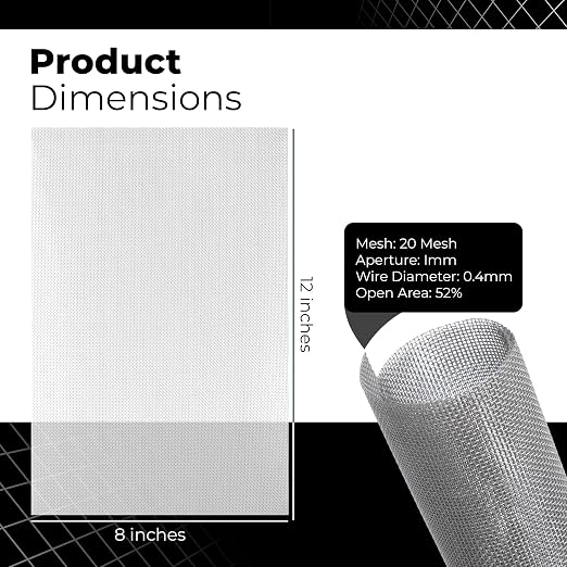 6-Pack Wire Mesh Screen 12×8 Inch – 20 Mesh Stainless Steel Durable, Smooth - Image 3