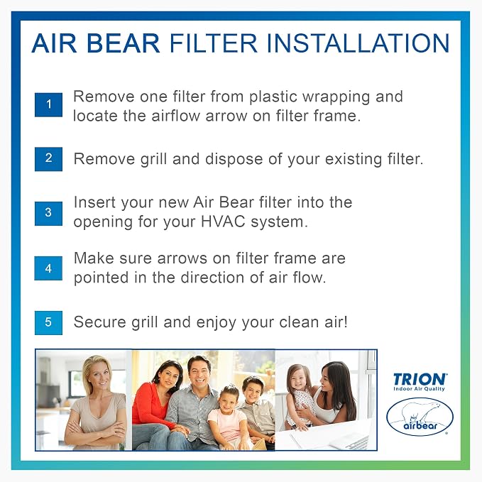 16x25x3 TRION Air Bear Cub Pleated HVAC Air Filter MERV 13 - Image 3