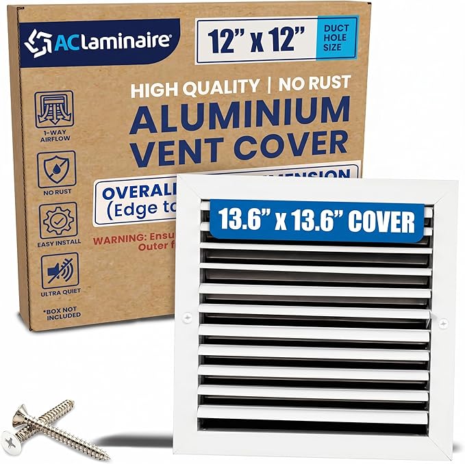12x12 Aluminum HVAC Vent Cover Wall Ceiling Register 1-Way Air Flow by ACLAMINAIRE