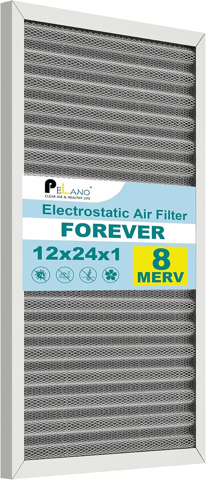 12x24x1 Reusable Air Filter, Electrostatic HVAC Air Filter, Lasts a Lifetime by Pelano