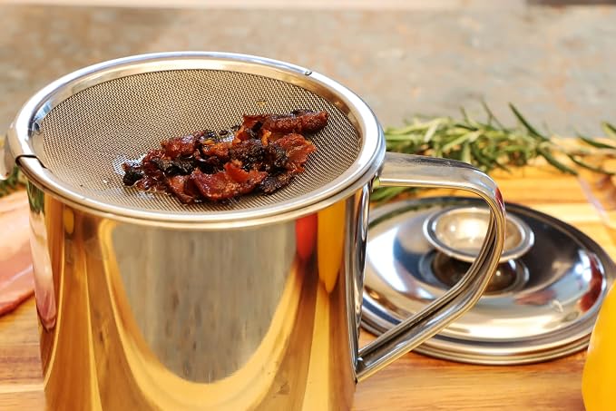 Bacon Grease Container with Strainer, Stainless Steel Oil Storage Can Container - Image 5