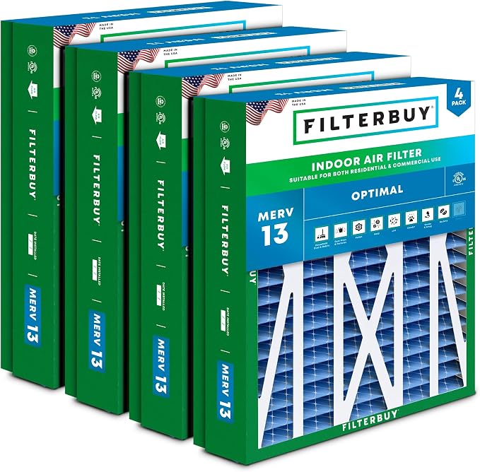 Filterbuy 24.5x27x5 Air Filter MERV 13 Optimal Smoke & Allergy Defense by Filterbuy