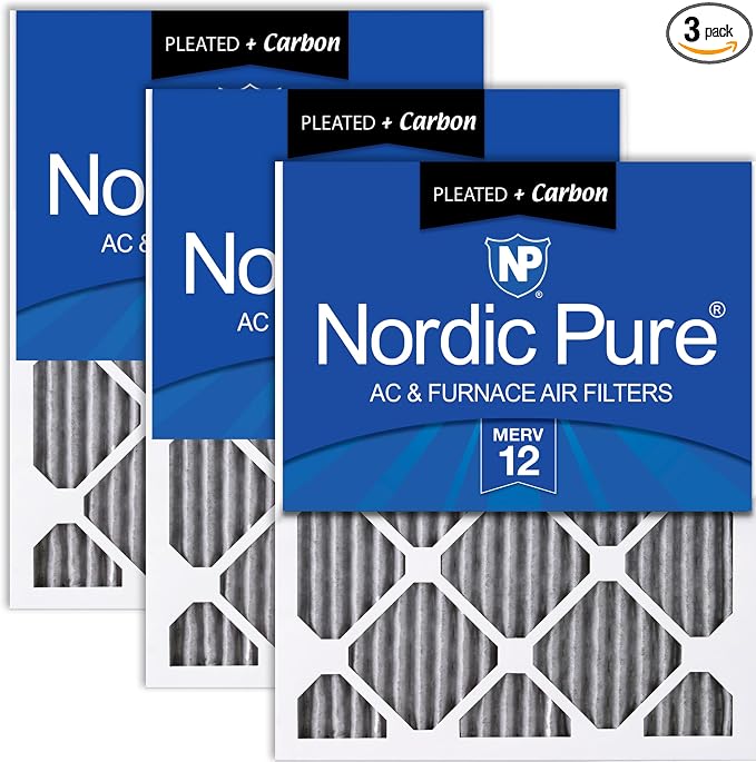Nordic Pure 24x30x1 Furnace Air Filters MERV 12 Pleated Plus Carbon 3 Pack by NordicPure