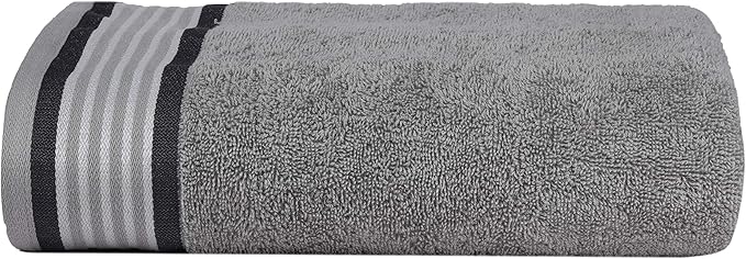 CASA COPENHAGEN He & She 4 Pieces Large Bath Towel Set- Pine Grey + Grey Violet, 550 GSM, Designed in Denmark Made of Soft Egyptian Cotton for Bathroom, Kitchen & Shower